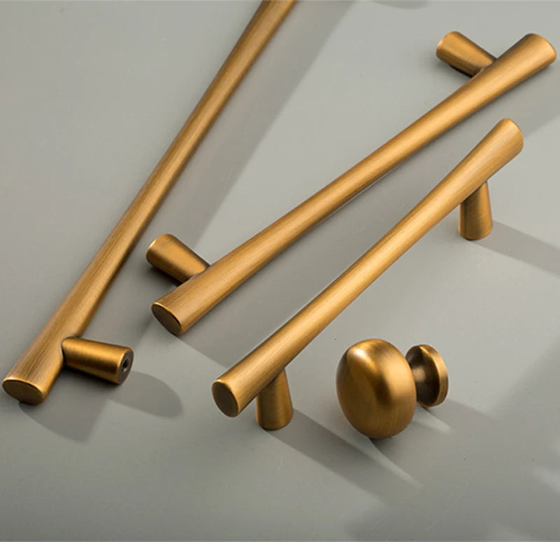 3.77"~7.55" Yellow Bronze Cupboard Pulls Dresser Knobs Drawer Pull Handles Kitchen Door T Bar Handle Knobs Furniture Hardware