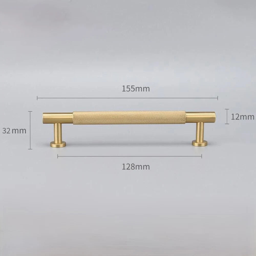 Solid Pure Brass Furniture Hardware Door Knobs Gold Kitchen Cabinet Wardrobe Dresser Drawer Door Pull Handle for Furniture 2PCS